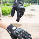 قفازات دراجة نارية كاملة الأصابع من ألياف الكربون