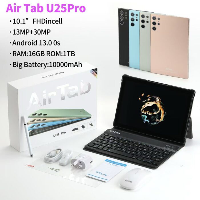 ⁦AirTab U25 Pro 10" Tablet + Keyboard + Mouse + Pen ضمان 6 شهور⁩ - الصورة ⁦3⁩