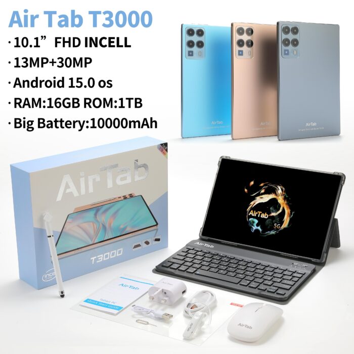 ⁦تابلت AirTab T3000 10.1" مزود بكيبورد وماوس وقلم  ضمان 6 شهور + سماعة هدية⁩ - الصورة ⁦1⁩